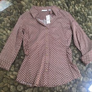 💙NY & Co quarter length fitted stretch blouse.